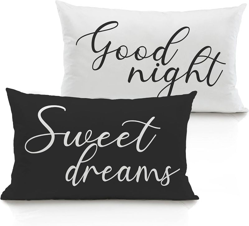 Photo 1 of Sweet Dreams Good Night Throw Pillow Covers 20 x 12 Inhces Set of 2?Sleep Themed Decorative Throw Pillowcase for Home Bedroom Guest Room?Gifts for Wedding Bridal Shower Couples College Freshman