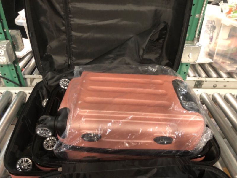 Photo 3 of **damaged**Karl home 3-Piece Luggage Set Travel Lightweight Suitcases with Rolling Wheels, TSA lock & Moulded Corner, Carry on Luggages for Business, Trip, Rose Gold (20"/24"/28")