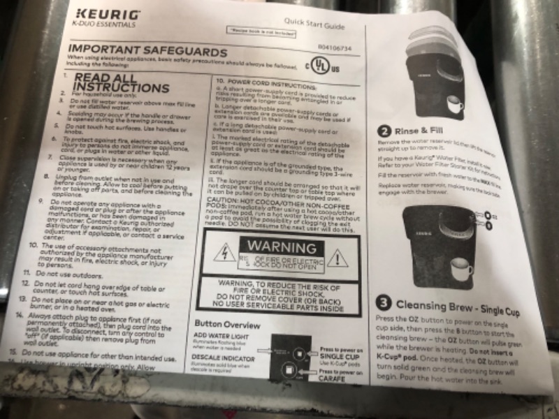 Photo 3 of ***MISSING PARTS READ NOTES***Keurig 5000204976 K-Duo Essentials 2-in-1 Coffee Maker for K-Cup Pods/12-Cup Carafe (Renewed)