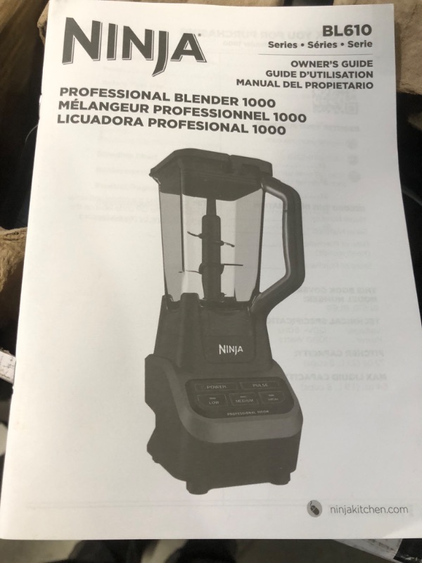 Photo 3 of Ninja BL610 Professional 72 Oz Countertop Blender with 1000-Watt Base and Total Crushing Technology for Smoothies, Ice and Frozen Fruit, Black, 9.5 in L x 7.5 in W x 17 in H with 25 Chef-inspired Recipes