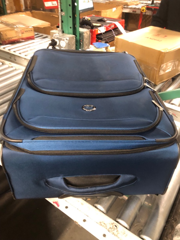 Photo 2 of **damaged**DELSEY Paris Sky Max 2.0 Softside Expandable Luggage with Spinner Wheels, Blue, Checked-Medium, 24 Inch Checked-Medium, 24 Inch Blue