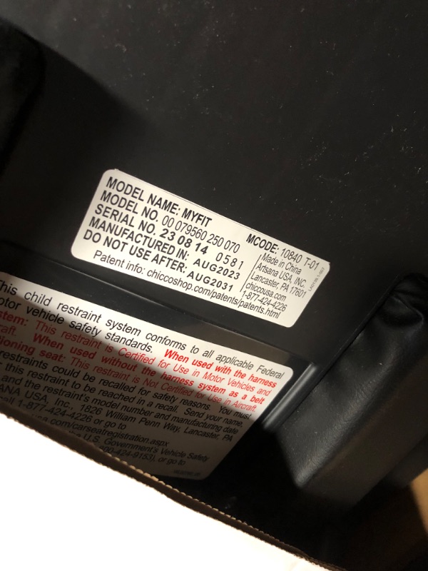 Photo 4 of (READ NOTES) Chicco MyFit Zip Air 2-in-1 Harness + Booster Car Seat for Toddlers and Big Kids, 5-Point Harness, Belt-Positioning Booster, Zip-and-Wash Fabrics, 3D AirMesh for Breathability, Q Collection, Black Q-Collection MyFit with Zip and Wash Airmesh 