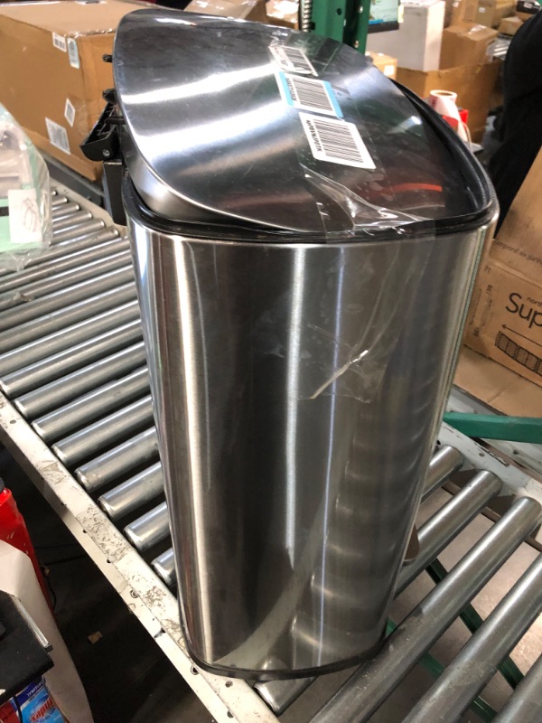 Photo 4 of **damaged**QUALIAZERO 50L/13Gal Heavy Duty Hands-Free Stainless Steel Commercial/Kitchen Step Trash Can, Fingerprint-Resistant Soft Close Lid Trashcan, 50L / 13 GAL