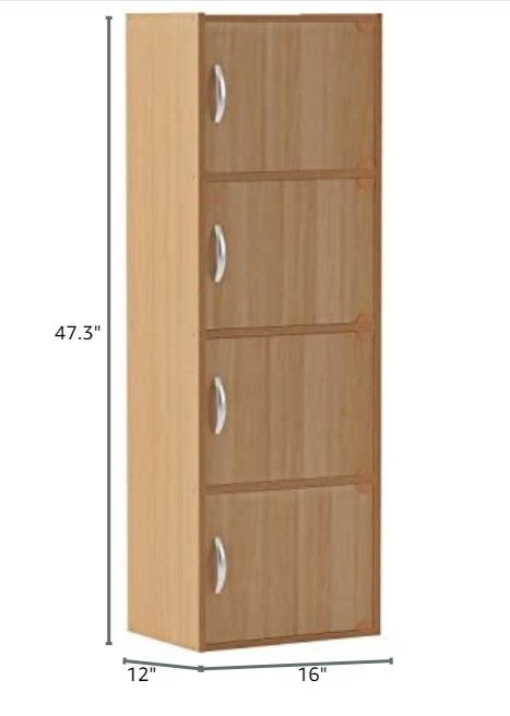 Photo 1 of (READ NOTES) HODEDAH IMPORT 4-Shelf Bookcase Cabinet, Beech