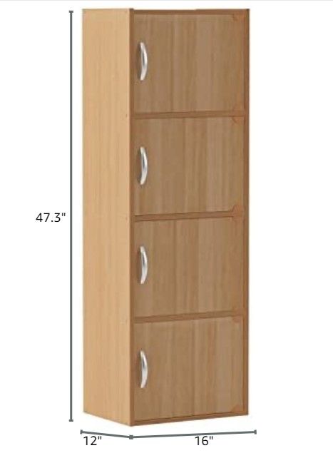 Photo 4 of (READ NOTES) HODEDAH IMPORT 4-Shelf Bookcase Cabinet, Beech