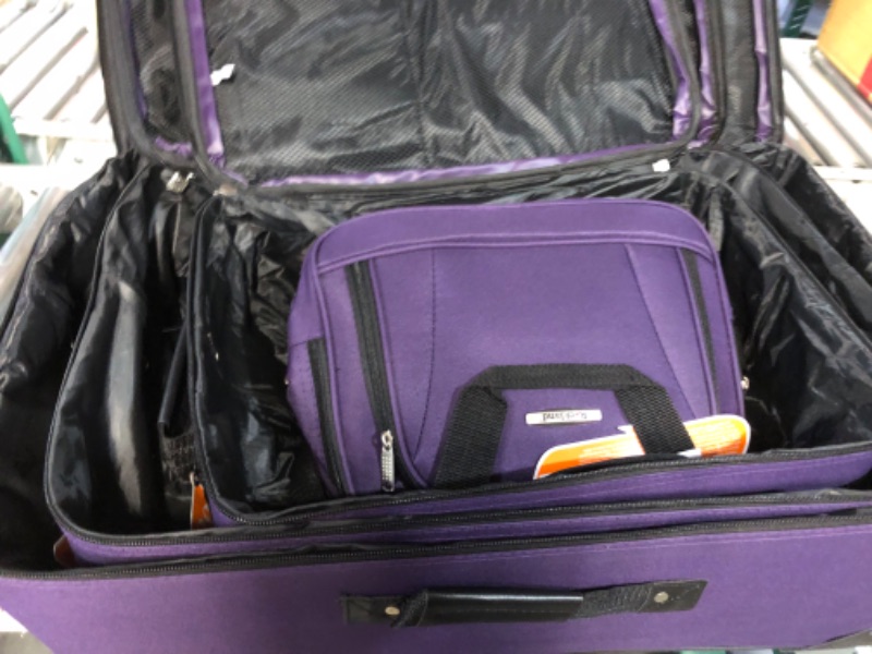 Photo 2 of **damaged**Rockland Journey Softside Upright Luggage Set, Purple, 4-Piece (14/19/24/28) 4-Piece Set (14/19/24/28) Purple