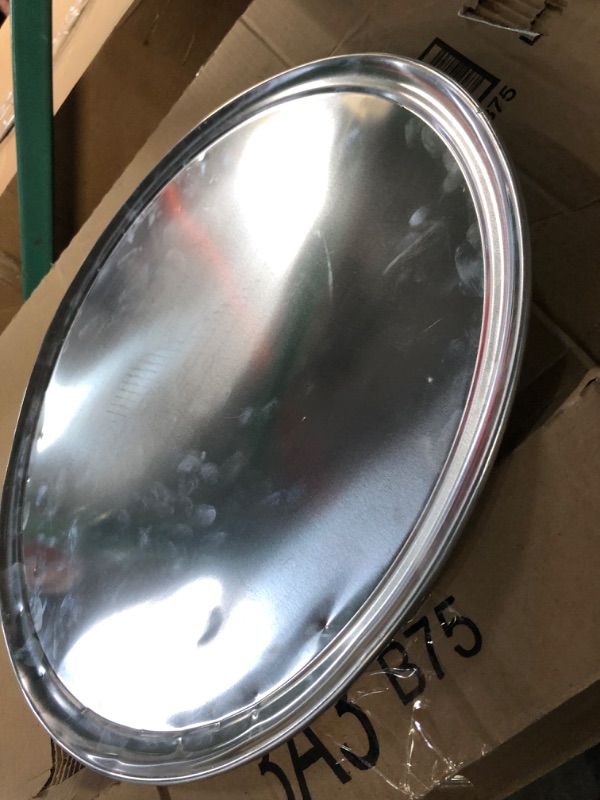 Photo 4 of **damaged**New Star Foodservice 50783 Pizza Pan/Tray, Wide Rim, Aluminum, 20 Inch Silver 20-Inch