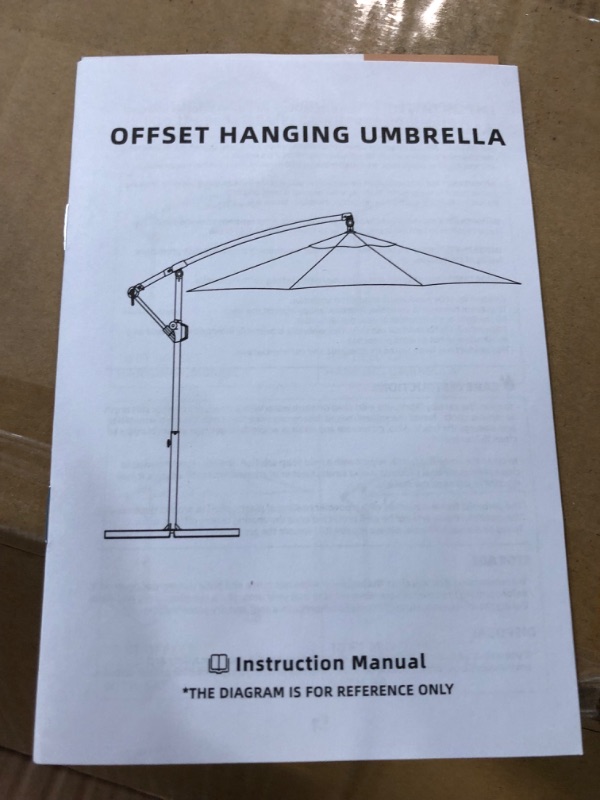 Photo 2 of wikiwiki 10ft Patio Umbrella with Base Included, Outdoor Offset Cantilever Umbrella with Fade Resistant POLYESTER DTY Canopy Infinite Tilt, Crank & Cross Base Dark green with Base & Light