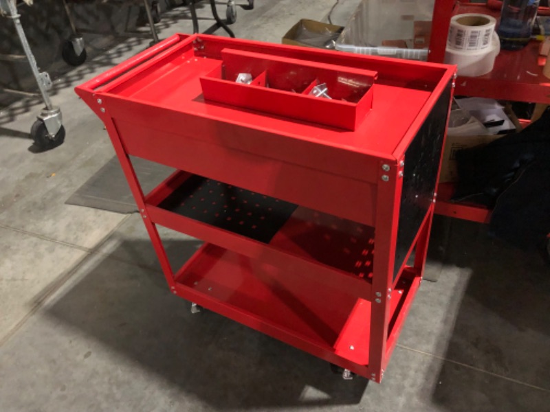 Photo 2 of ***USED - MISSING PARTS - PARTIALLY ASSEMBLED - NO PACKAGING***
SILVEL 3 Tier Rolling Tool Cart, 330 LBS Capacity Heavy Duty Utility Cart