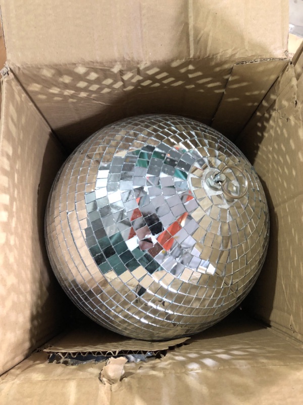 Photo 2 of Mirror Disco Ball, Stage Lightning Effect Ball with Hanging Ring for DJ Club Stage Bar Party, Wedding Decoration (Silver - 10 inch) Silver Silver -10”