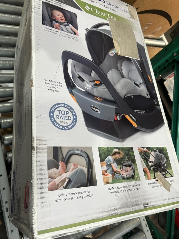 Photo 2 of Chicco KeyFit® 35 Zip ClearTex® Infant Car Seat and Base, Rear-Facing Seat for Infants 4-35 lbs, Infant Head and Body Support, Zip-Open Privacy Shield, Compatible with Chicco Strollers | Ash/Grey KeyFit 35 With Zip Privacy Shield Ash