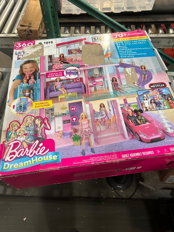 Photo 2 of Barbie Dreamhouse, Doll House Playset with 70+ Accessories Including Transforming Furniture, Elevator, Slide, Lights & Sounds Wheelchair Accessible Elevator