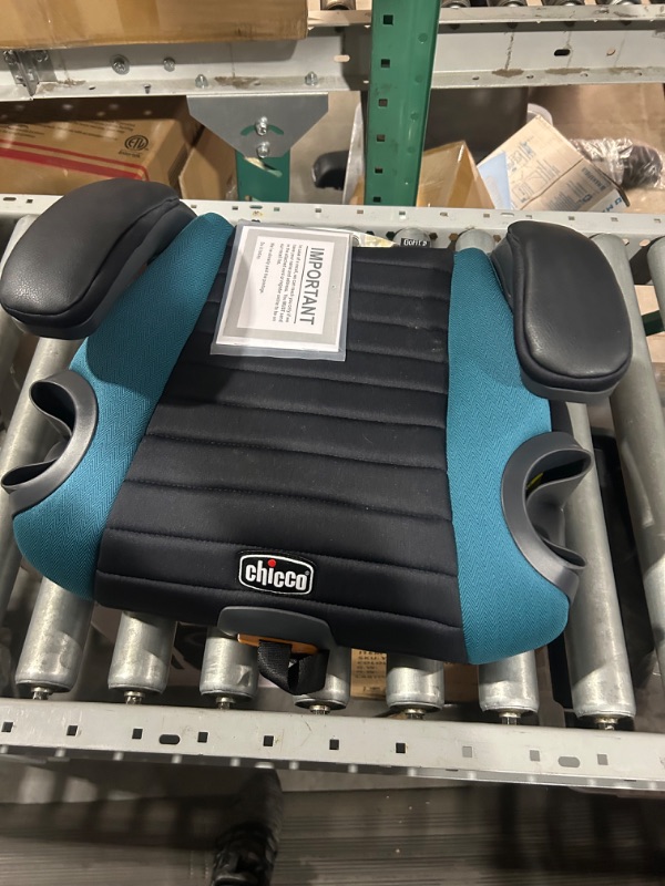 Photo 2 of Chicco GoFit Plus Backless Booster Car Seat with Quick-Release Latch, Travel Booster Seat for Car, Portable Car Booster Seat for Children 40-110 lbs. | Stream/Blue Stream GoFit Plus