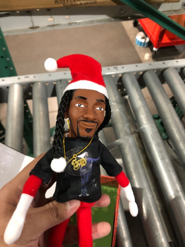 Photo 4 of Snoop Dogg Snoop on a Stoop 2023 Christmas Elf Doll, 12” Small Plush Toys Shelf Decor, Includes Elf Toy, Extra Tshirt, Sunglasses and Necklace, Christman Gifts for Men & Women. Red