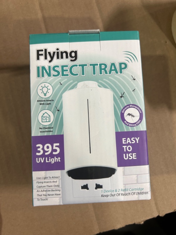 Photo 2 of Pelrayt Flying Insect Trap Plug-in with 5 Replaceable Sticky Pads Upgrade 395nm UV Light Mosquito Trap Safe Non-Toxic Gnat Catcher for Indoor Flying Insects Flies, Gnats, Moths