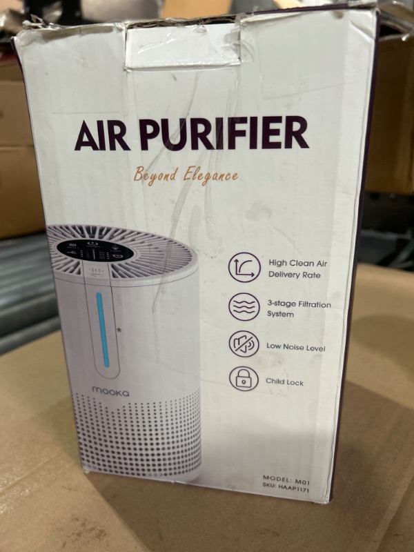 Photo 2 of Air Purifiers for Bedroom Home, MOOKA HEPA H13 Filter Air Purifier with USB Cable for Smokers Pollen Pets Dust Odors in Office Car 300 Sq.Ft, Travel-size Desktop Air Cleaner with Fragrance Sponge Upgraded M01 White