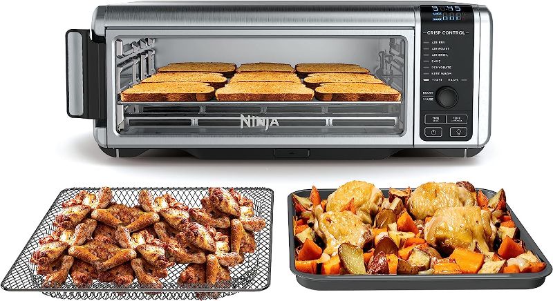 Photo 1 of (READ NOTES) Ninja SP101 Digital Air Fry Countertop Oven with 8-in-1 Functionality, Flip Up & Away Capability for Storage Space, with Air Fry Basket, Wire Rack & Crumb Tray, Silver