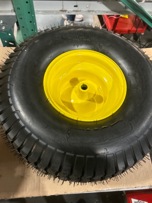 Photo 1 of 20x8.00-8 Rear Tire and Wheel Assemblies - 4 Ply Tubeless Tire Compatible Replacement for Riding Lawn Mowers - 3/4" Borehole, 3.5" Offset Hub and 3/16" Keyway