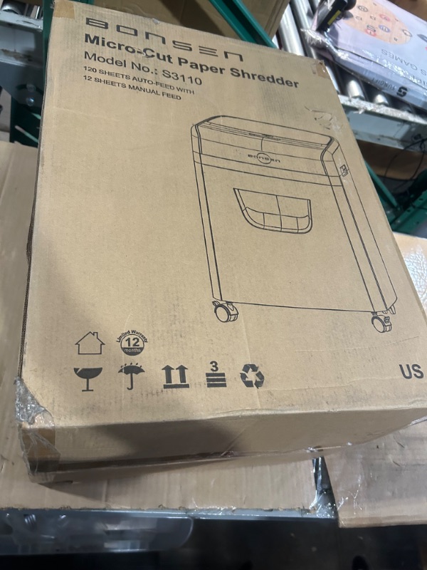 Photo 2 of **NON FUNCTIONAL*FOR PARTS ONLY*
BONSEN 100-Sheet Auto Feed Paper Shredder  P-4,6-Gallon Bin (S3110) 100-Sheet Autofeed