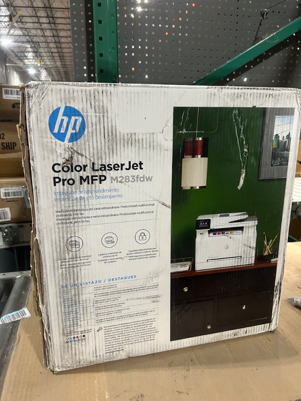 Photo 2 of HP Color LaserJet Pro M283fdw Wireless All-in-One Laser Printer, Remote Mobile Print, Scan & Copy, Duplex Printing, Works with Alexa (7KW75A), White **NON REFUNDABLE**