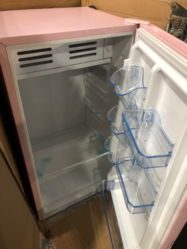 Photo 3 of **READ NOTES BELOW**FRIGIDAIRE EFR376 Retro Bar Fridge Refrigerator with Side Bottle Opener, 3.2 cu. Ft, Pink/Coral
