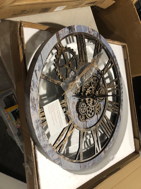 Photo 6 of ***USED - NO BATTERIES - UNABLE TO TEST***
The B-Style Large Real Moving Gears Wall Clock 30 inch Rustic Retro Industrial Farmhouse