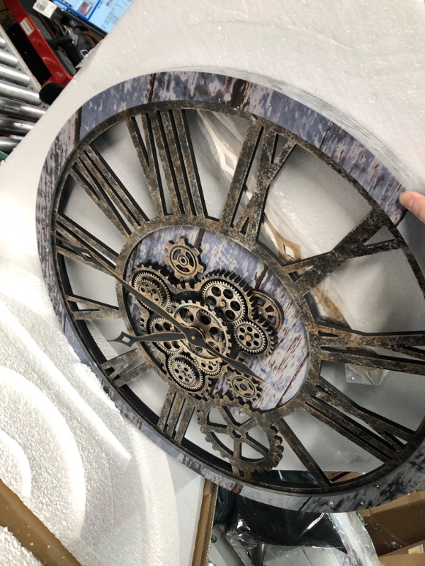 Photo 4 of ***USED - NO BATTERIES - UNABLE TO TEST***
The B-Style Large Real Moving Gears Wall Clock 30 inch Rustic Retro Industrial Farmhouse