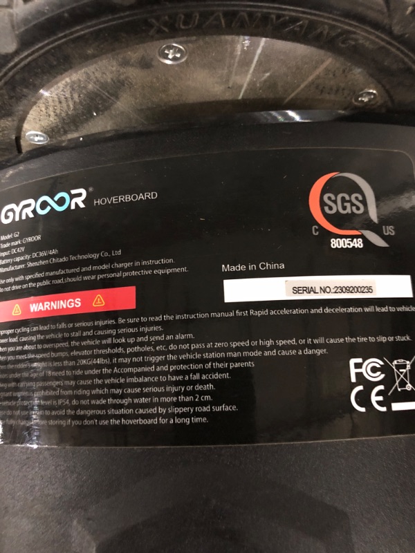 Photo 4 of * see clerk notes * 
Gyroor Warrior 8.5 inch All Terrain Off Road Hoverboard with Bluetooth Speakers 