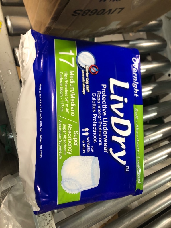 Photo 1 of 1 pack)) LivDry Adult M Incontinence Underwear, Overnight Comfort Absorbency, Leak Protection