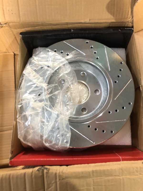 Photo 3 of A-Premium 11.65 in(296mm) Front Drilled and Slotted Disc Brake Rotors + Ceramic Pads Kit