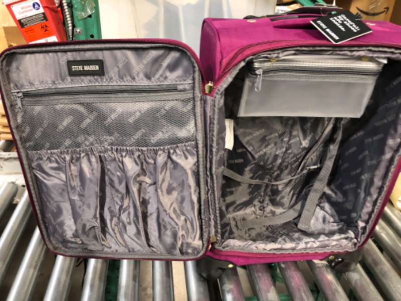 Photo 4 of Steve Madden Designer Luggage Collection - Lightweight Softside Expandable Suitcase (Peek-A-Boo Purple) 20in