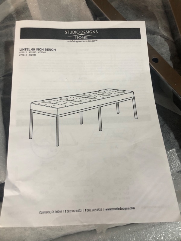 Photo 1 of ***HARDWARE AND 1 LEG ARE MISSING***
Studio Designs Home Wide Lintel Tufted Bench/Ottoman, Ebony, 60" (72044)