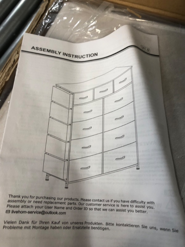 Photo 4 of [FOR PARTS, READ NOTES] NONREFUNDABLE
LIVEHOM 11 Dresser Drawer for Bedroom, Chest of Drawers with Side Pockets, Hooks, Fabric Storage Drawer, Steel Frame, Wood Top