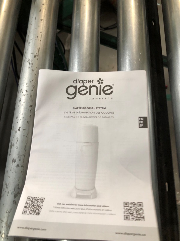 Photo 1 of Playtex Diaper Genie Complete Pail with Built-In Odor Controlling Antimicrobial, Includes Pail and 1 Refill, Gray Pail, 2 Piece Set (Pack of 1) Grey + 1 Scented Refill