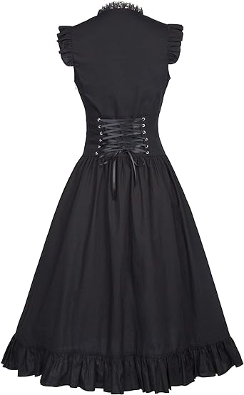 Photo 1 of Belle Poque Steampunk Gothic Victorian Ruffled Dress Sleeveless
 
