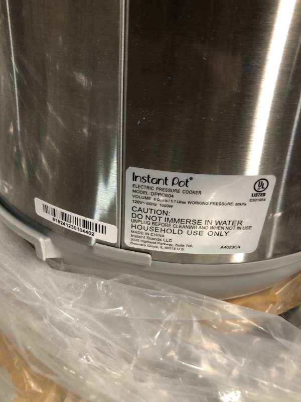 Photo 3 of [FOR PARTS, NONREFUNDABLE]
Instant Pot Duo Plus, 6-Quart Whisper Quiet 9-in-1 Electric Pressure Cooker, Slow Cooker, Rice Cooker