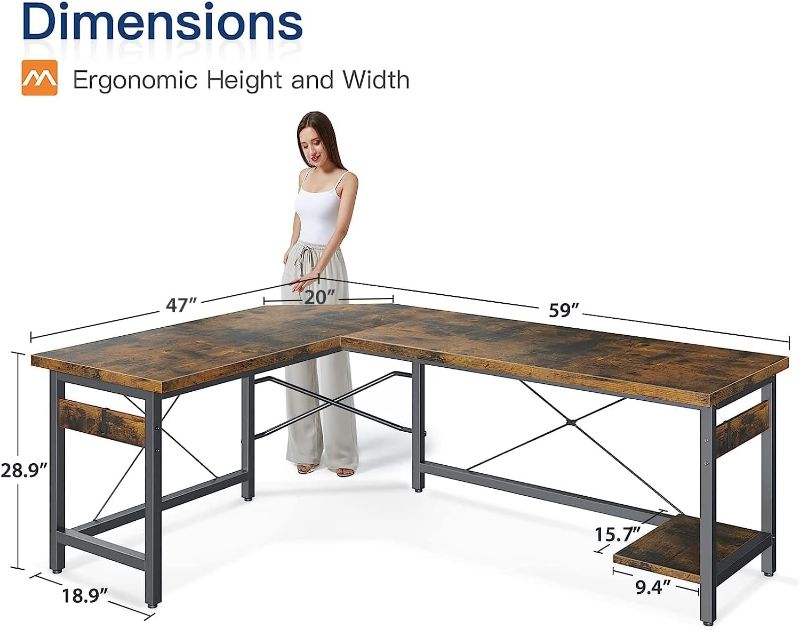 Photo 1 of (READ NOTES) Coleshome 59" L Shaped Gaming Desk Oak Grey Oak 59 inch