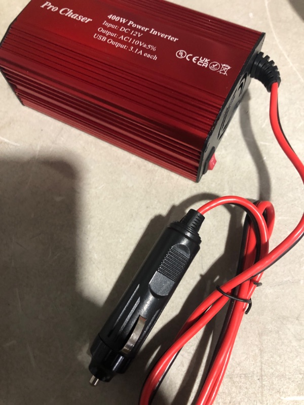 Photo 3 of 400W Power Inverters for Vehicles - DC 12v to 110v AC Car Inverter Converter, 6.2A Dual USB Charging Ports, Dual AC Adapter for Air Compressor Laptops Red