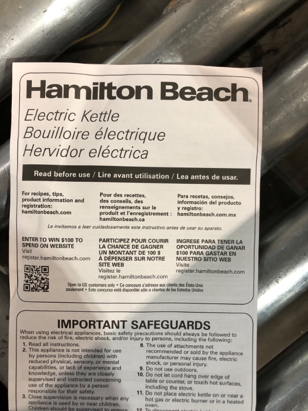 Photo 3 of (READ NOTES) Hamilton Beach Electric Tea Kettle, Water Boiler & Heater, 1.7 Liter BROKEN BASE