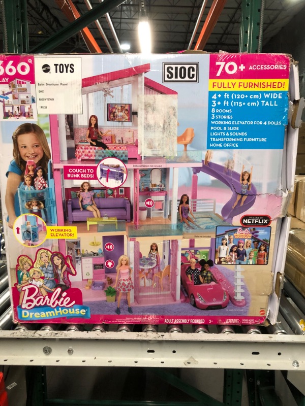 Photo 4 of Barbie Dreamhouse, Doll House Playset with 70+ Accessories Including Transforming Furniture, Elevator, Slide, Lights & Sounds Wheelchair Accessible Elevator