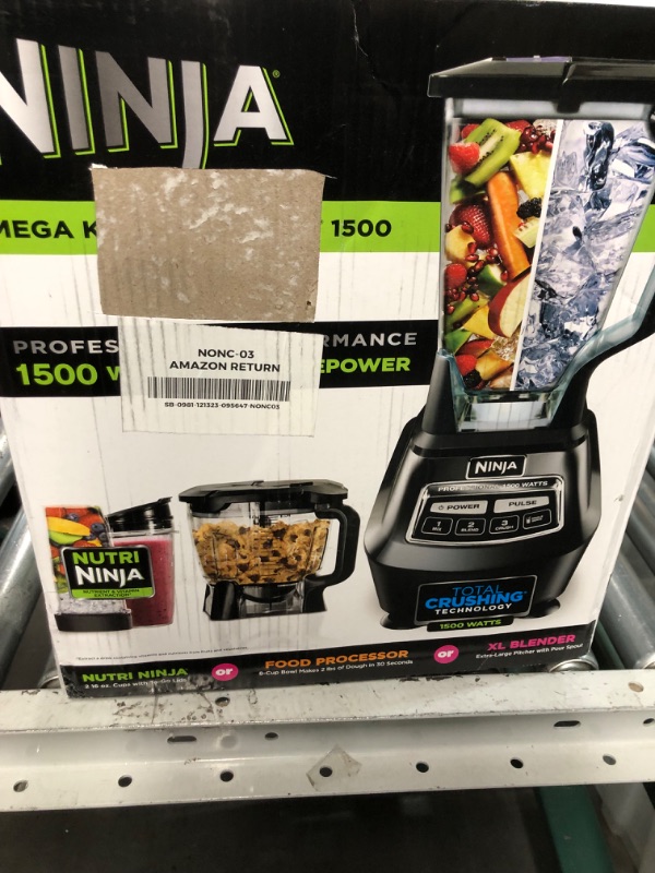 Photo 7 of [FOR PARTS, READ NOTES] NONREFUNDABLE
Ninja BL770 Mega Kitchen System, 1500W, 4 Functions for Smoothies, Processing, Dough, Drinks & More, with 72-oz.* Blender Pitcher, 64-oz. Processor Bowl, (2) 16-oz. To-Go Cups & (2) Lids, Black BL770 Black