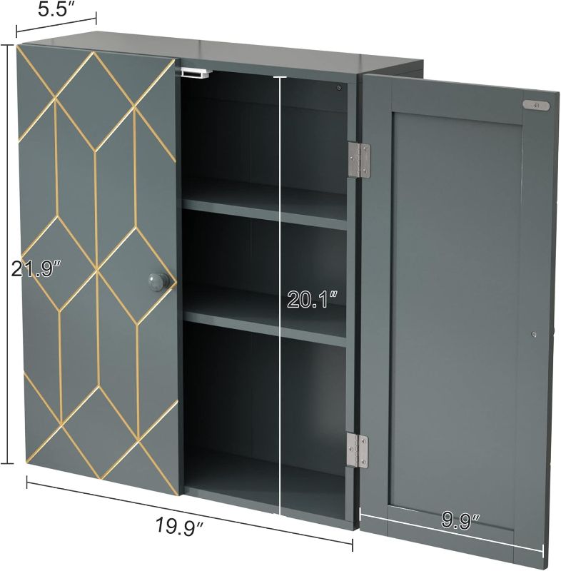 Photo 1 of (READ FULL POST) AZODY Bathroom Cabinet with Gold Trim, Wall-Mounted Bathroom Cabinet Storage