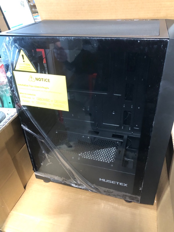 Photo 3 of MUSETEX ATX PC Case 6 PWM ARGB Fans Pre-Installed, Mid Tower Gaming PC Case with Side Opening Tempered Glass Door, USB 3.0 x 2 Computer Case, Black, G07 G07NEW