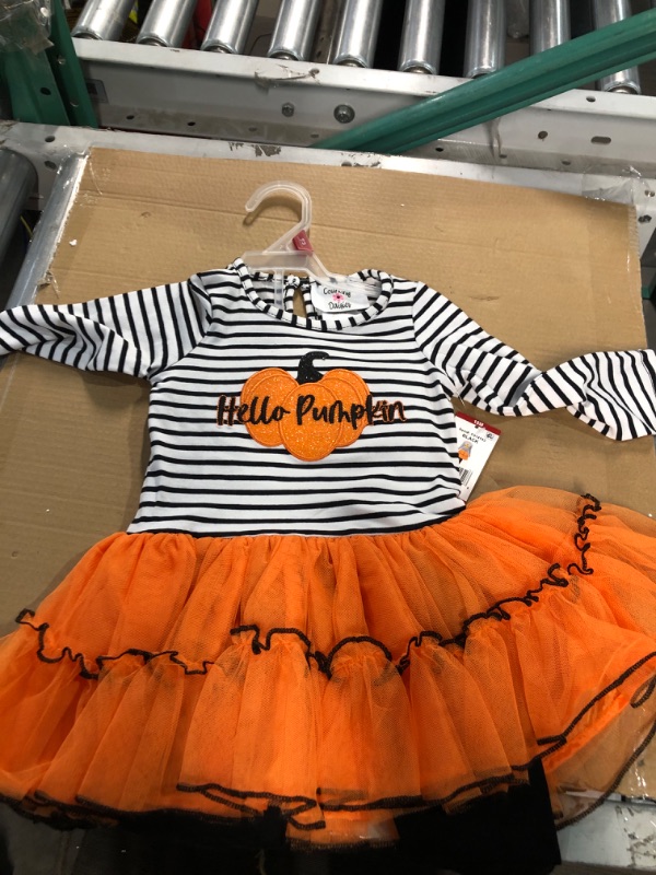 Photo 2 of Counting Daisies Girl's Hello Pumpkin 2-Piece Tunic Tutu & Legging Set ( MEDIUM )