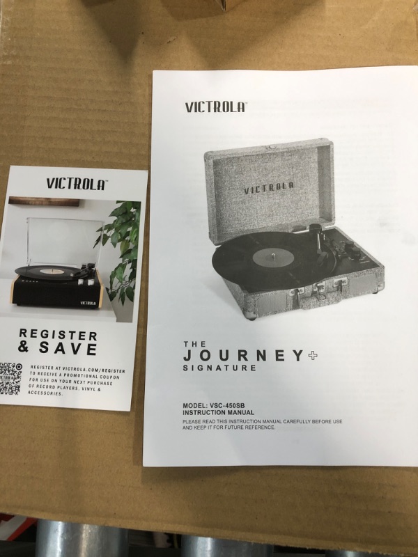 Photo 6 of Victrola Journey+ Signature Turntable Record Player - 33-1/3, 45 & 78 RPM Suitcase Vinyl Record Player, Bluetooth Connectivity & Built-in Speakers, Stereo RCA Output, Linen Finish, Cream