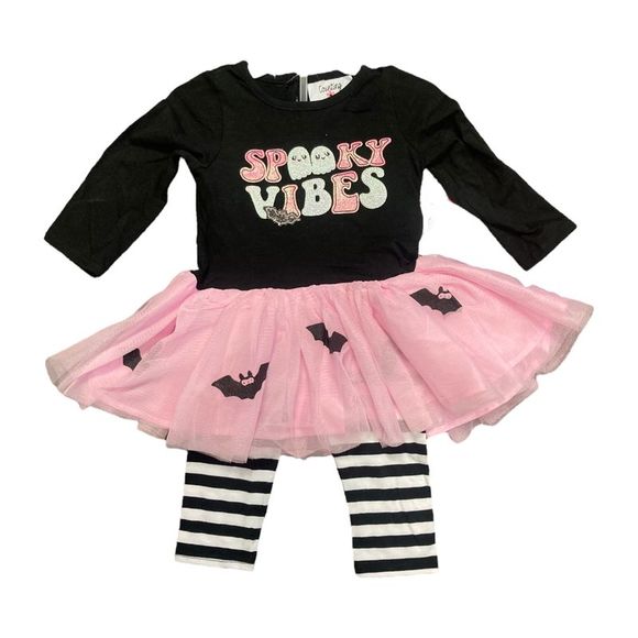 Photo 1 of  * SEE NOTES * Spooky Vibes - Counting Daisies Girl's Spooky Vibes 2-Piece Tunic Tutu & Legging   * 4 PACK * ( 18M, 2T, TWO 4T'S ) 