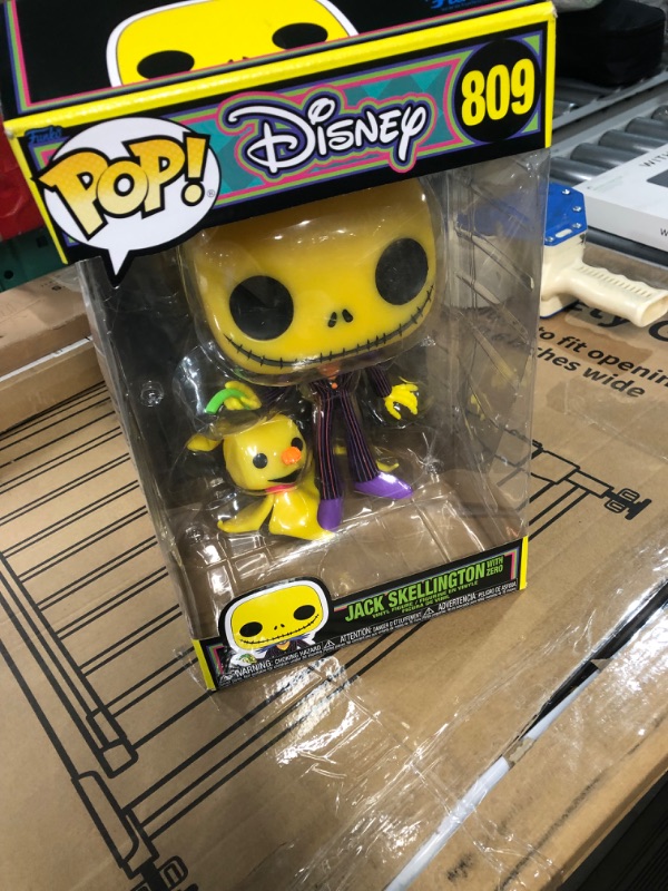 Photo 4 of * SEE NOTES * Funko Pop! Jumbo: The Nightmare Before Christmas - Jack and Zero (Blacklight), Multicolor, 10 inches