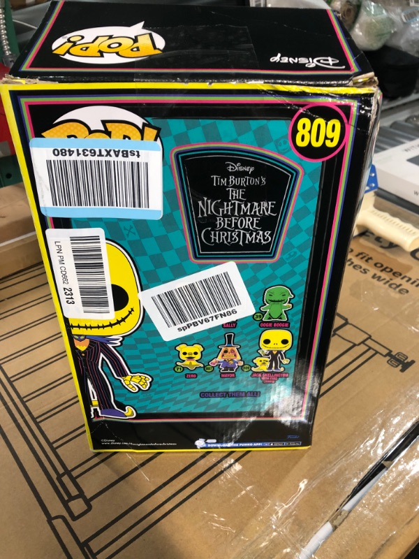 Photo 3 of * SEE NOTES * Funko Pop! Jumbo: The Nightmare Before Christmas - Jack and Zero (Blacklight), Multicolor, 10 inches