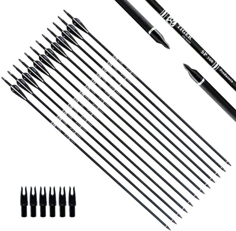 Photo 1 of * SEE NOTES * TIGER ARCHERY 30Inch Carbon Arrow Practice Hunting Arrows with Removable Tips for Compound & Recurve Bow(Pack of 12) Orange White