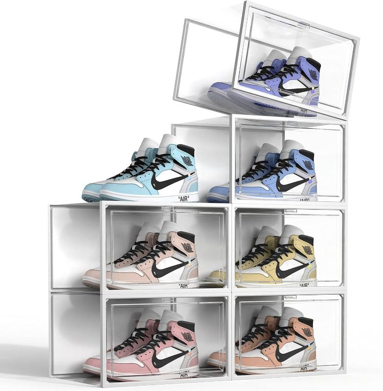 Photo 1 of * SEE NOTES *  SPRING 6 Pack Shoe Storage Box, Clear Plastic Stackable Shoe Organizer for Closet, X-Large Shoe Containers Bins Holders for Display Sneaker Fit up to Size 14 (Clear)